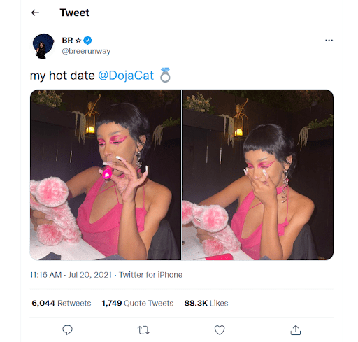 Bree Runway's Tweet to Doja Cat. 