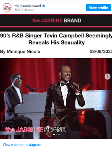 A screenshot about Tevin Campbell sexuality details. 