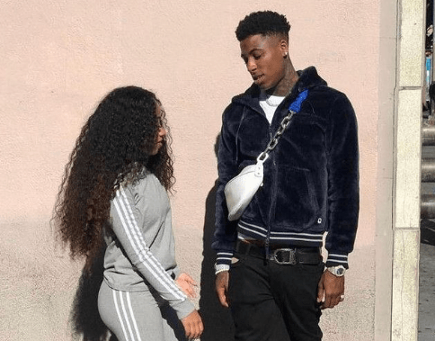 NBA YoungBoy with one of his ex-girlfriends. His relationship timeline says he's not gay or bisexual but straight. 