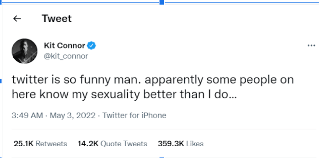 Kit Connor's Tweet about his gay rumors and sexuality. 